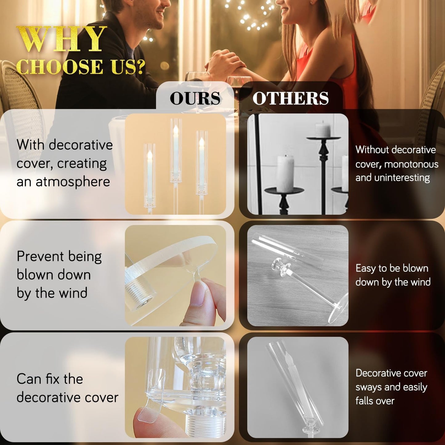 2/4PCS Candle Holder - Candelabra, 3/5 Arms Clear Candelabra Centerpieces for Wedding, Acrylic Candle Holder, Taper Candlesticks Candle Holders, with Acrylic Shade(5 Arm 1)