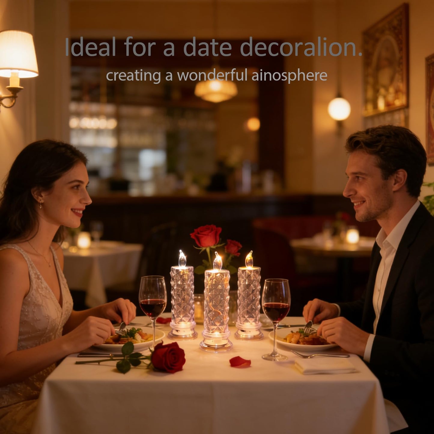 Aloelcap 4PCS Battery Operated Candles, Christmas Decorations Flameless Candle, Valentines Proposal Anniversary Wedding for Birthday Party Decoration
