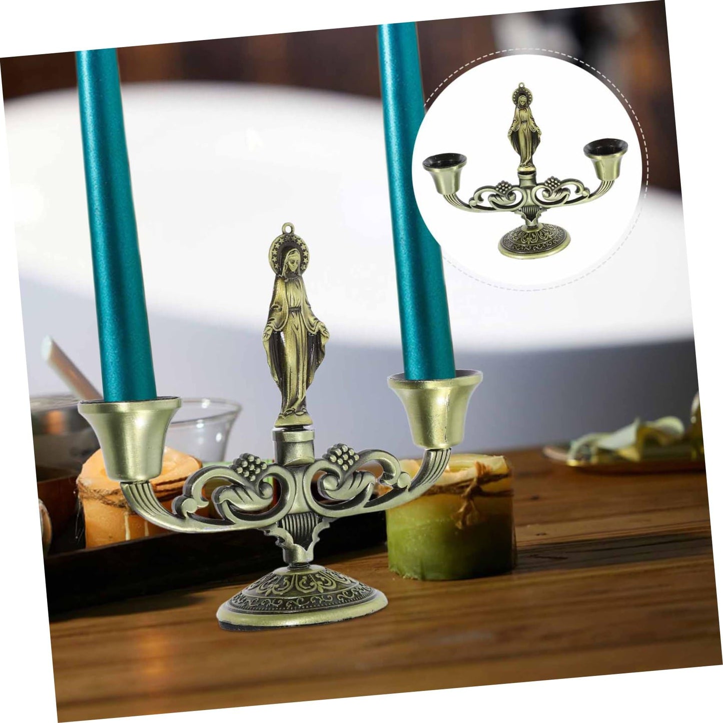 Cabilock European Style Metal Candlestick Holder Decorative Tall Candelabra for Home Table Centerpiece Wedding Birthday Party Retro Design