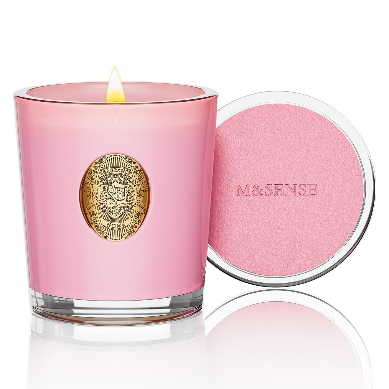 M&SENSE Peony Blush Scented Candle | 9.2 oz Soy Wax Pink Candle, Non-Toxic Aromatherapy Candle for Stress Relief & Home Spa
