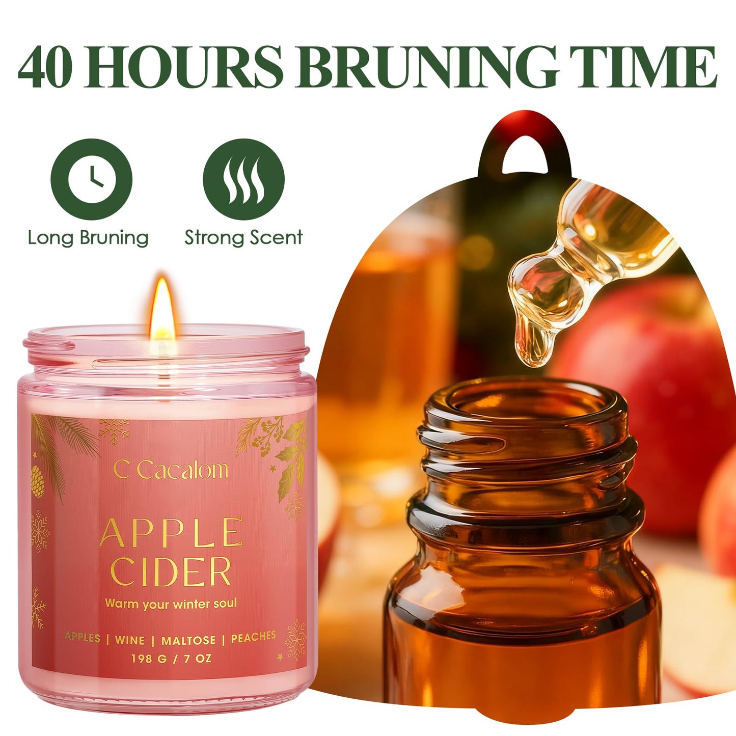 Winter Scented Candles, Holiday Candles for Home, Aromatherapy Soy Candles Gifts Set for Women Men, Vanilla/Fir/Apple Cider/Winter Holiday