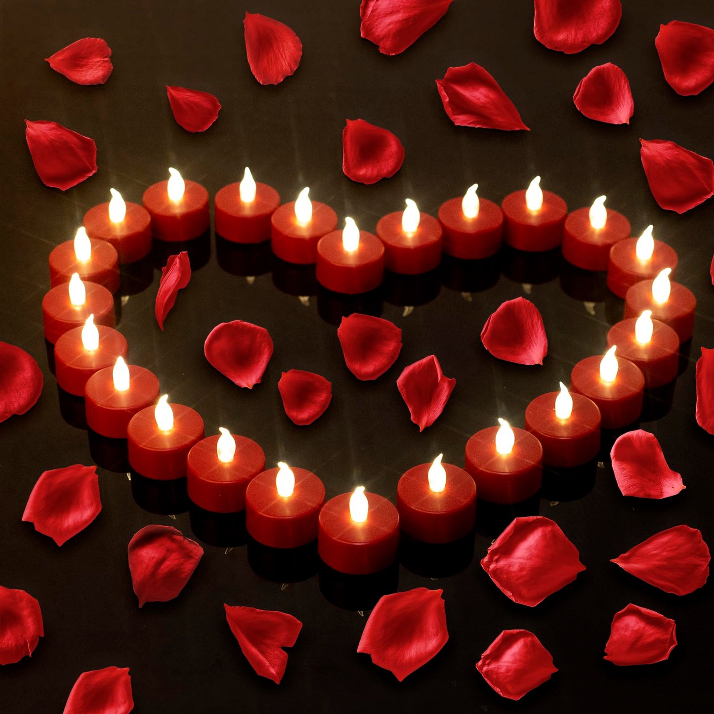 Biyanuo Tea Light, 100 Pack Flameless LED Tea Lights Candles Flickering red 200+ Hours Battery-Powered Tealight Candle. Ideal for Party, Wedding, Birthday, Gifts and Home Decoration (Red)