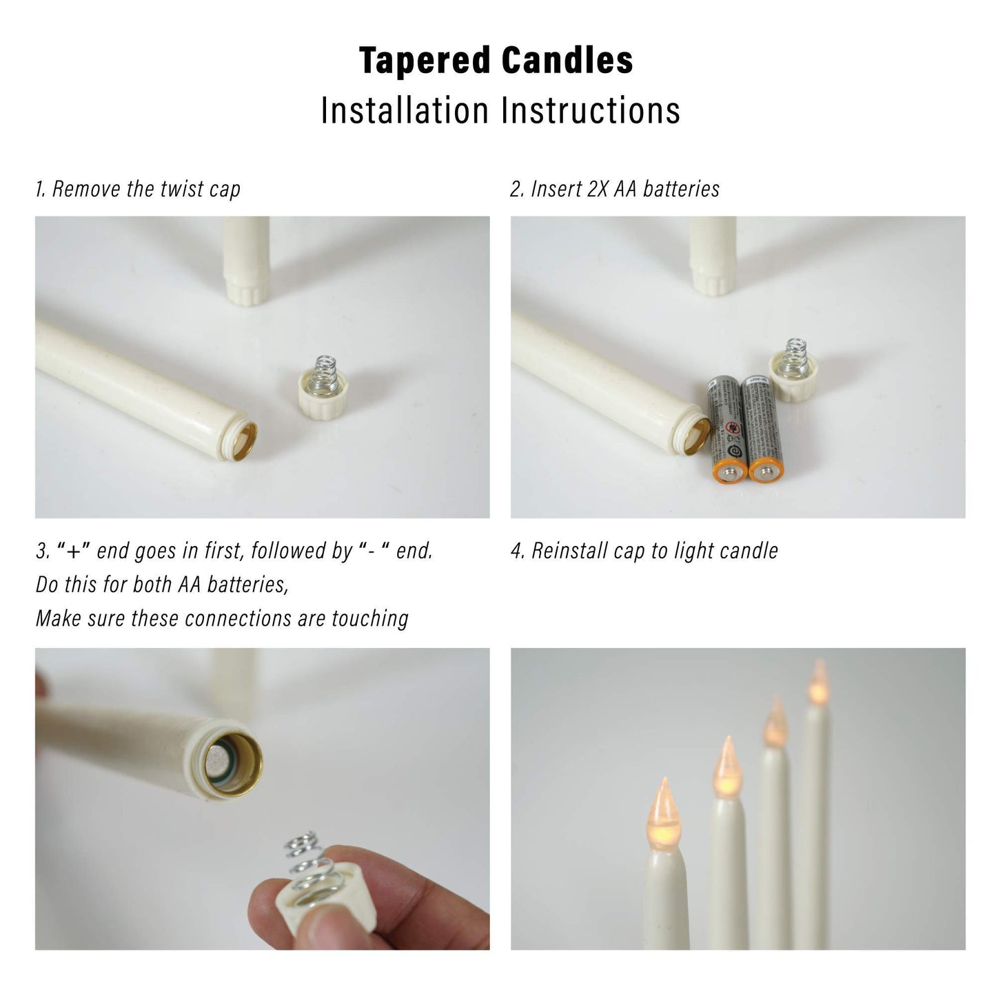 WYZworks 60 Pack, 11" LED Flameless Ivory Real Wax Taper Flickering Candles Lights, Battery Operated Candlesticks for Holiday Christmas Valentine Menorah Candelabra Home Wedding Window Décor