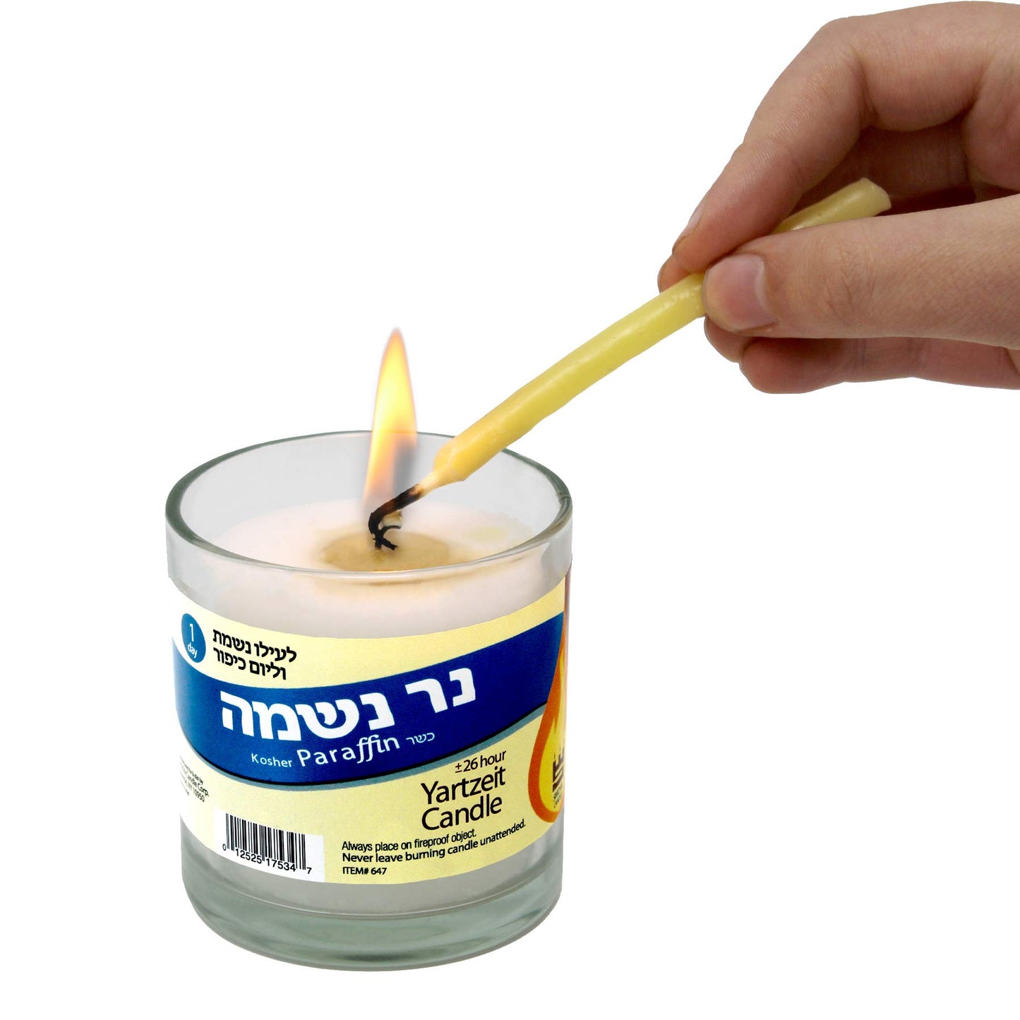 Yahrzeit Memorial Candle 24 Hours Burning Time in Glass Holder- 6 Pack - to Light in Memory of Lost Loved Ones Funeral Shiva yartzeit or Emergency Candles- Nice Glass Tumbler Cups- Light 1 Day