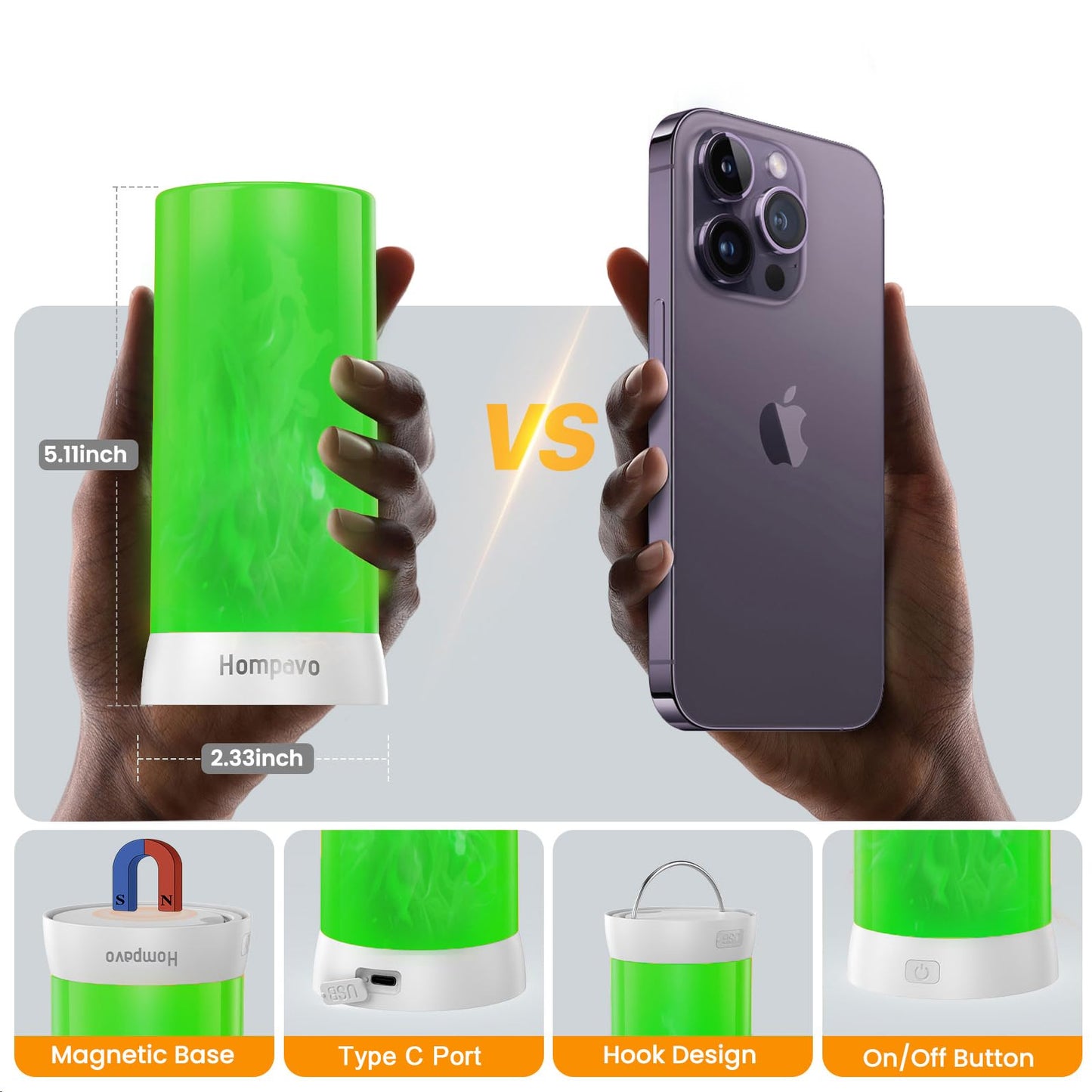 【Upgraded】 LED Flame Lights with Remote & Timer, 4-Mode Rechargeable Battery Operated Flameless Candles, Waterproof Pillar Flickering Lanterns for Room Patio Wedding Christmas Home Decor, Green