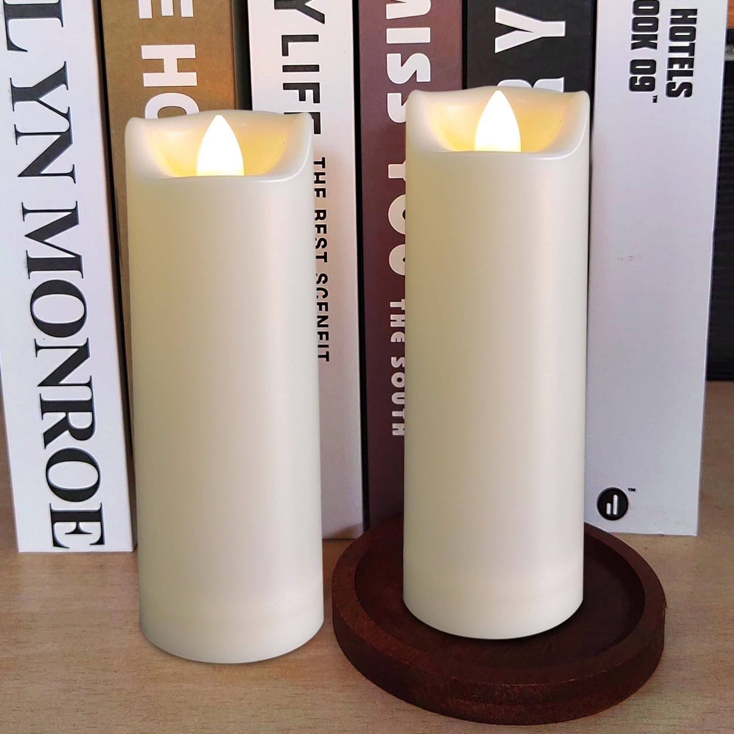 LED Battery Operated Candles 2"x6" Plastic Flickering Flameless Candles with Timer Outdoor Waterproof Wedding Party Halloween Christmas Birthday Decoration Gifts Realistic Slim Tall Pillar Candles