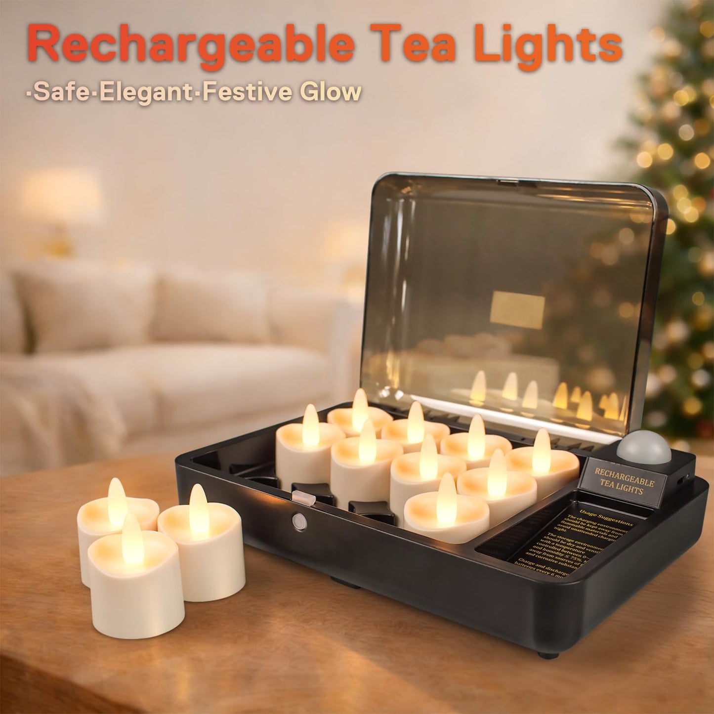 HL Rechargeable Waterproof LED Tea Lights with Remote & Timer, 100H Flameless Votive Candles for Indoor/Outdoor, Flickering Décor for Weddings, Parties, Halloween & Christmas.
