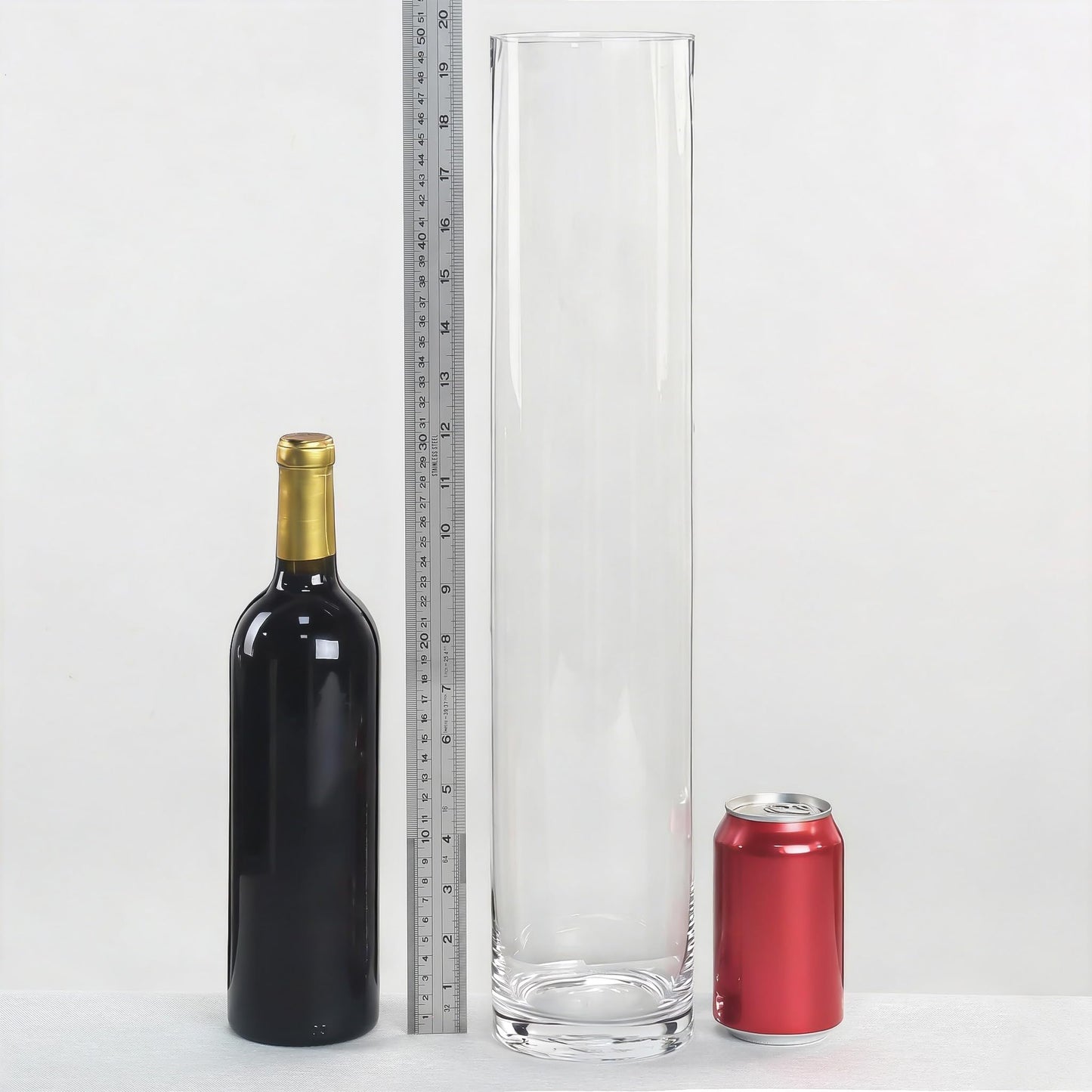 CYS Excel Clear Glass Cylinder Vase (H:20" D:4") | Multiple Size Choices Glass Flower Vase Centerpieces | Hurricane Floating Candle Holder Vase