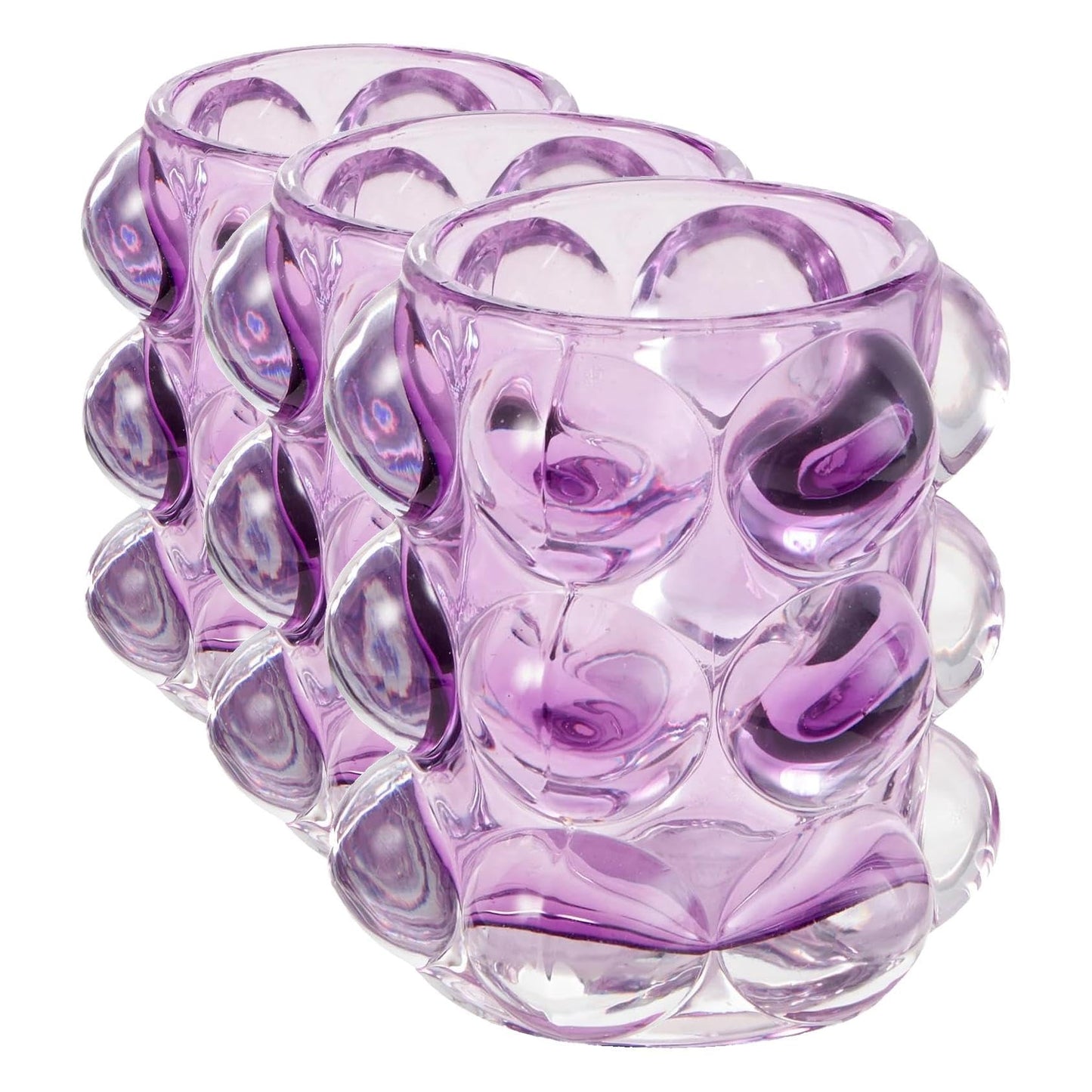 Karma, Lucia Hobnail Votive, Tea Lights Candle Holder, Glass Votive Candle Holders for Table Decorations, Baby Shower, Birthday Party, Weddings and Home Decor, Amethyst (Pack of 3)