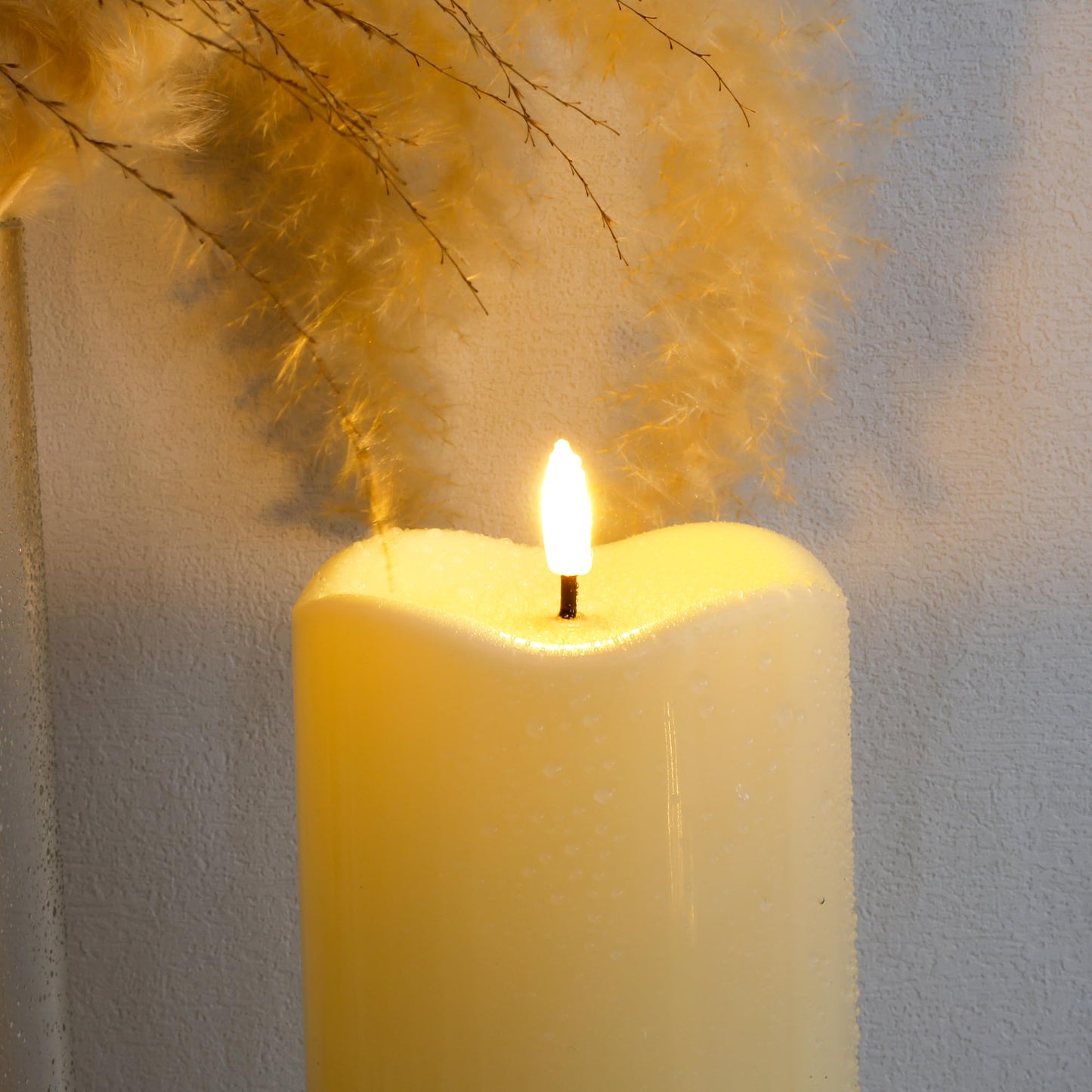 AFINETH 4" x10" Outdoor Flameless Candles Waterproof, Large Battery Operated Candles with Remote, Plastic Flickering LED Candles for Garden Patio Porch Home Party, Ivory 1Pack