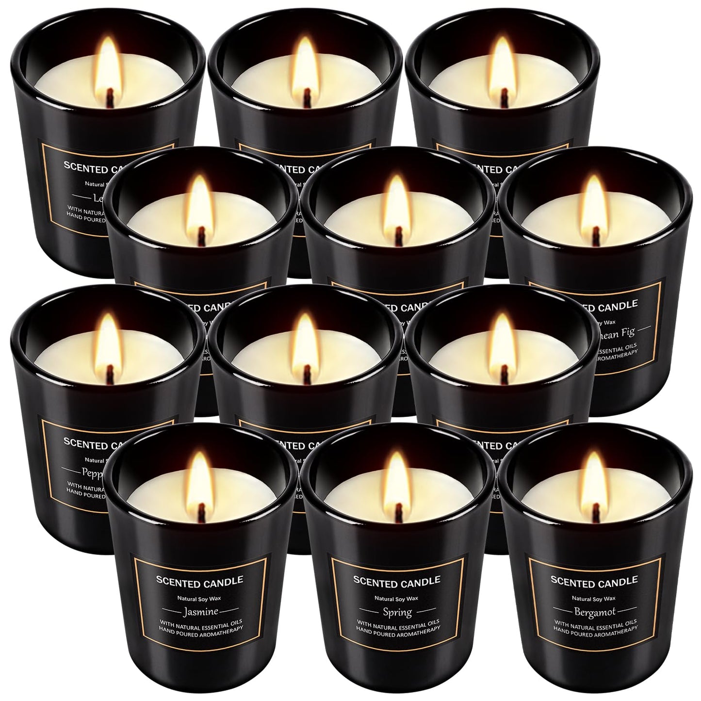 12 Pack Scented Black Candles Gift Set for Dad, Soy Wax Aromatherapy Candles for Home, 12 Masculine Fragrances, Gift from Daughter/Son for June Holiday, Stress Relief & Relaxation for Men