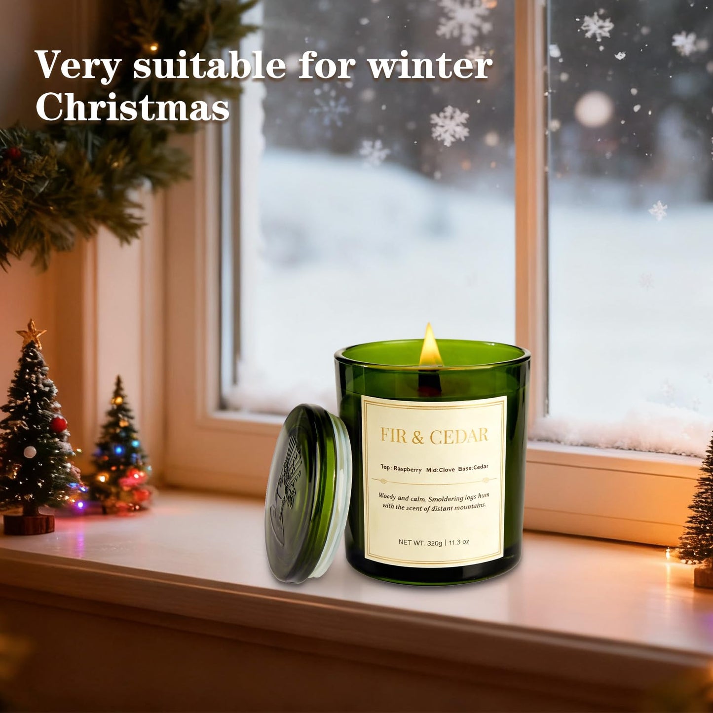 2 Pack Wood Wick Scented Candle Gift Set –Balsam Fir & Cedarwood Natural Soy Wax Candles with Individual Gift Boxes,Long Lasting 22.6 oz Aromatherapy Candles for Home Decor,Holiday Gifts