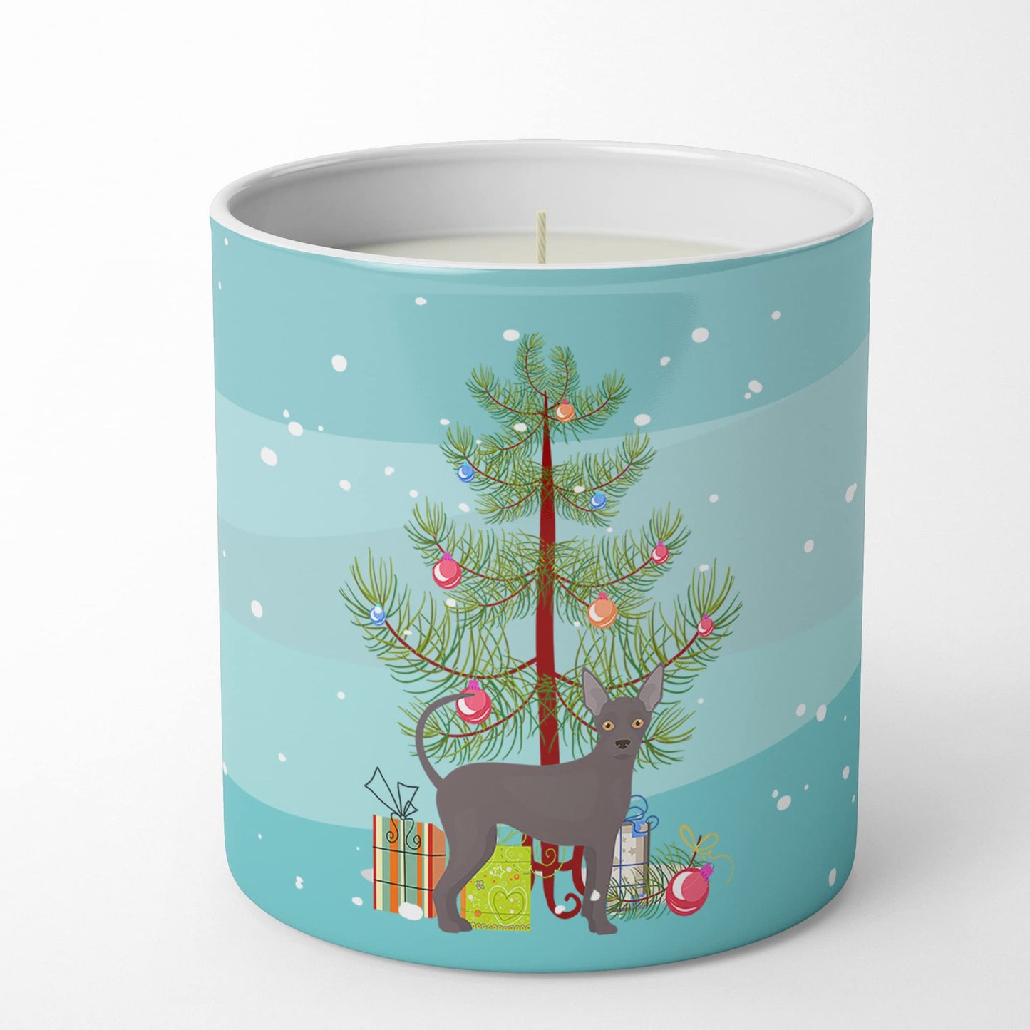 Caroline's Treasures CK3438CDL Abyssinian or African Hairless Dog Christmas Tree 10 oz Decorative Soy Candle Nature Soy Wax Essential Oil Home Decor Ideal for Bedroom Kitchen Bath Office Gift, 10 oz
