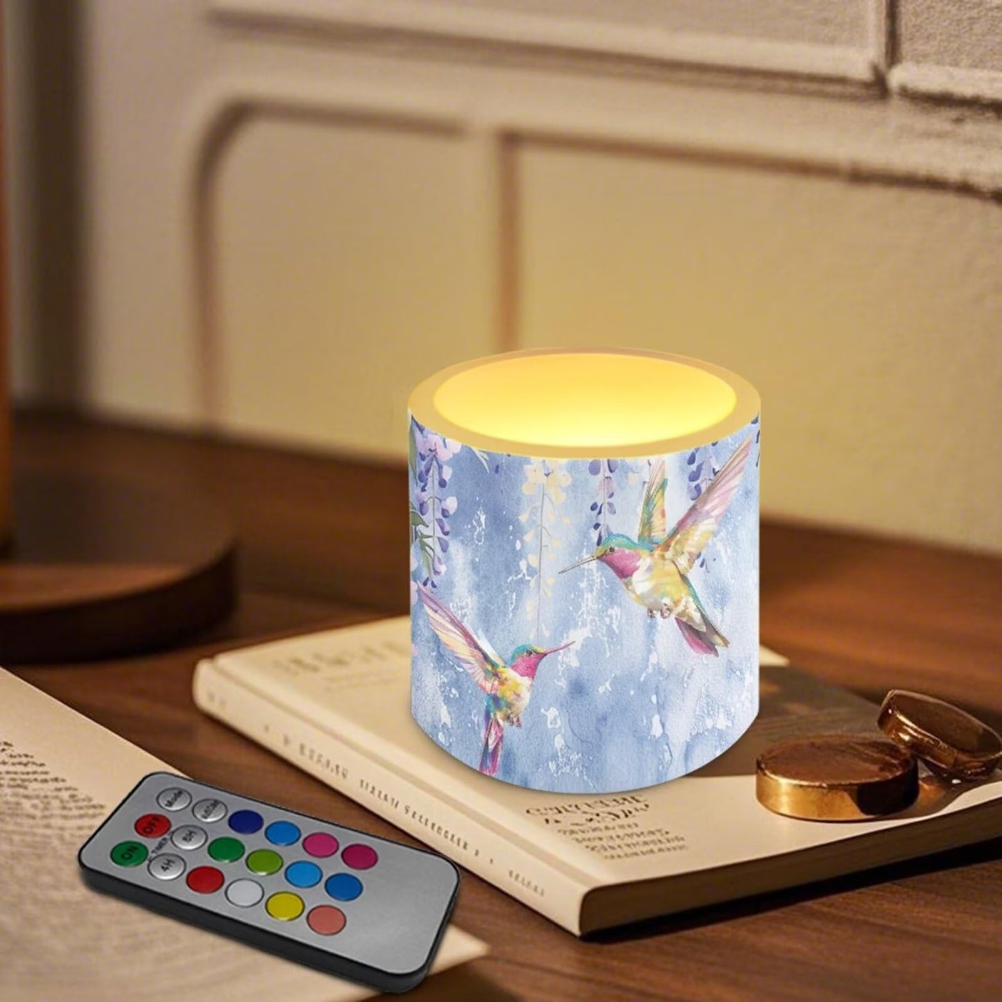 Cozeyat Hummingbird LED Candles Set of 4 Battery Powered Flameless with Remote Timer Flickering Flame Waterproof for Home Patio Garden Decor