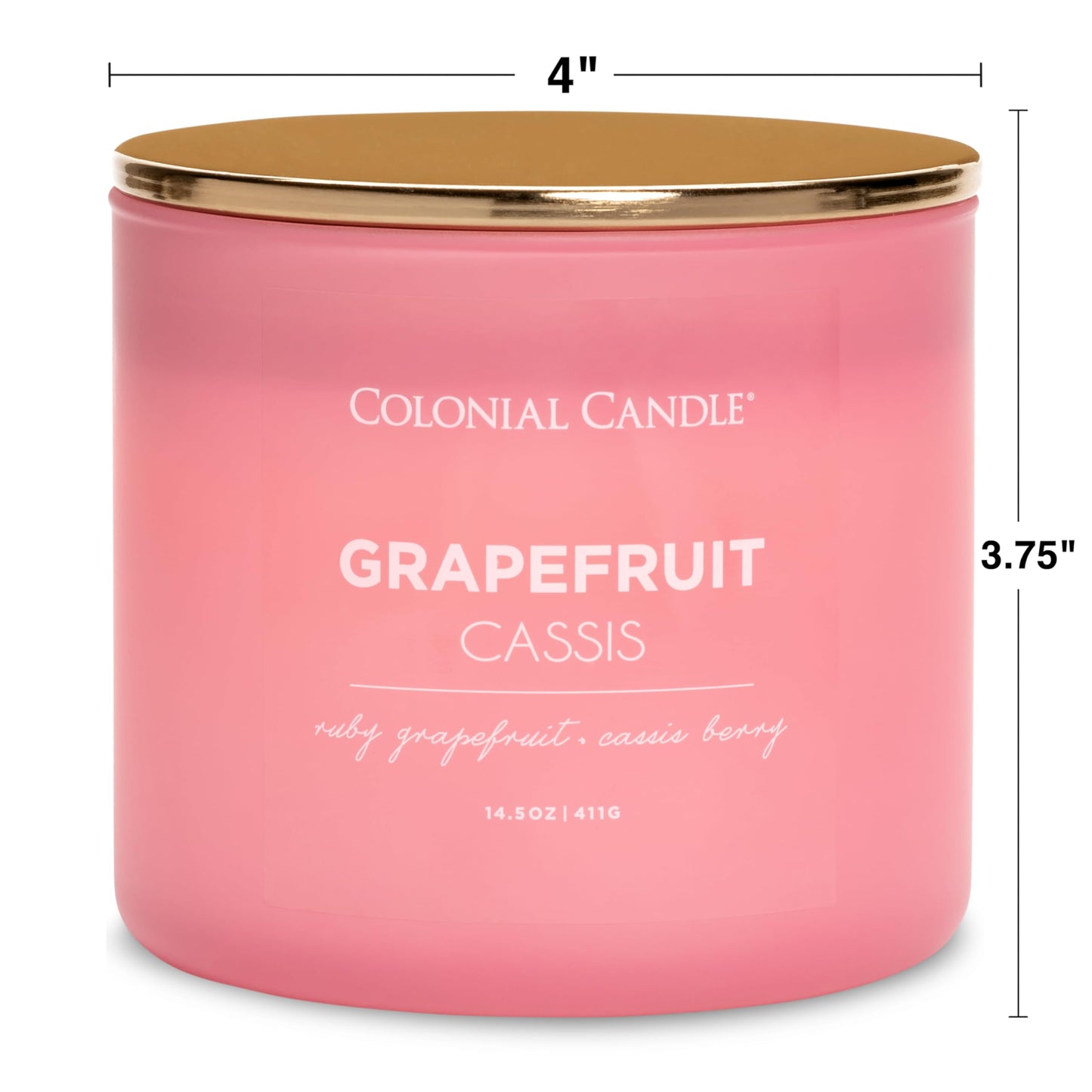Colonial Candle Pop of Color Grapefruit Cassis 14.5 Oz Scented Matt Glass Jar Candle,Three Premium Cotton Wicks