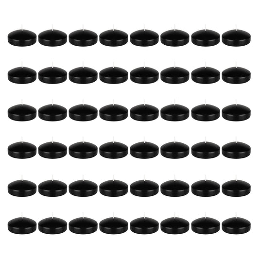 Mega Candles 48 pcs Unscented Black Floating Candles, Hand Poured Wax Candle 3 Inch Diameter, Home Décor, Wedding Receptions, Occasions, Festivities, Events, Meditations, Tranquility, Spa