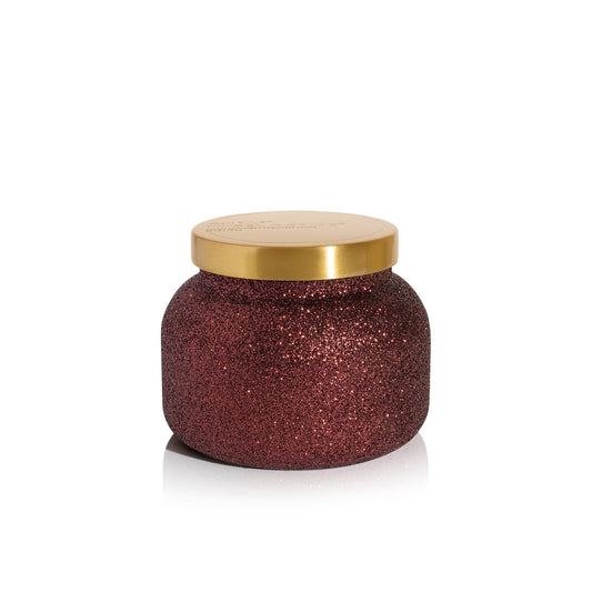 Capri Blue Signature Glam Jar Candle - Long Lasting Soy Wax Blend - Glitter Candles for Home Scented with Luxury Holiday Scents (Tinsel & Spice, 19 oz)