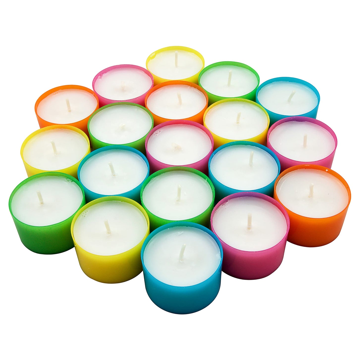 Stonebriar 96 Pack Multicolor Unscented 6 to 7 Hour Long Burning Tea Light Candles