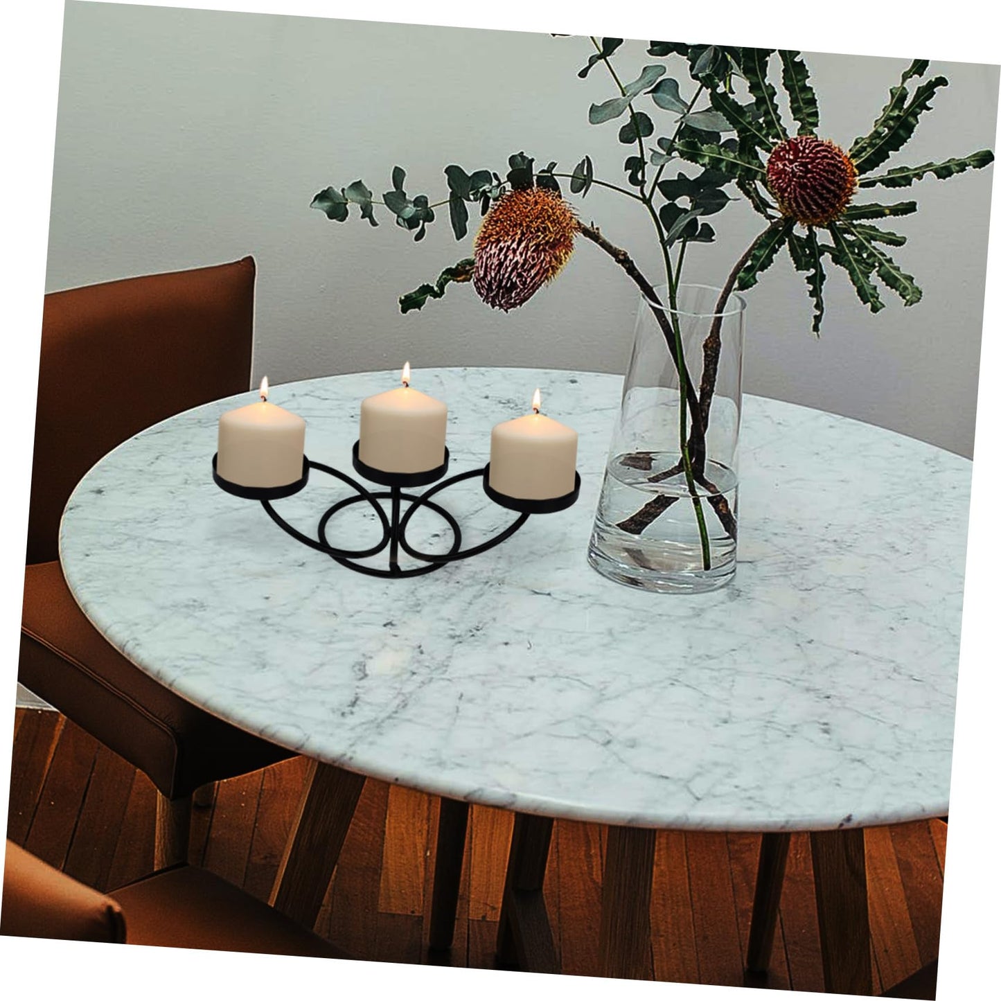 Beaupretty 3 Arms Candle Holders Christmas Metal Candelabra Taper Candle Stand Retro Candle Stand Candlestick Cup for Fireplace Table Wedding Decoration