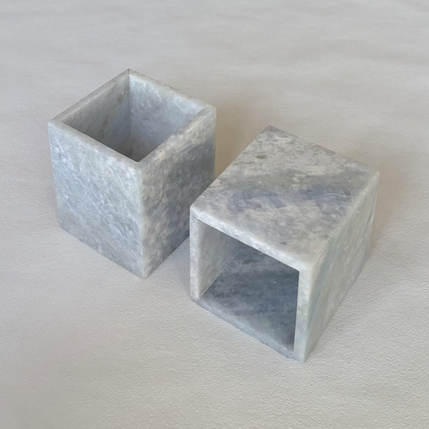 StonePlus Natural Marble Stone Square Storage Container Empty Vessel Holder Cup for Candle/Pens/Sundries items (Blue Crystal Marble)