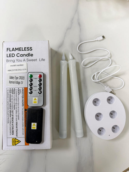 Homemory Rechargeable Waxy Flameless Taper Candles, 9.6 Inches LED Candle Sticks Flickering, Window Candles with Remote Timer Dimmer for Christmas Wedding Home Decor, White, 6 Pcs
