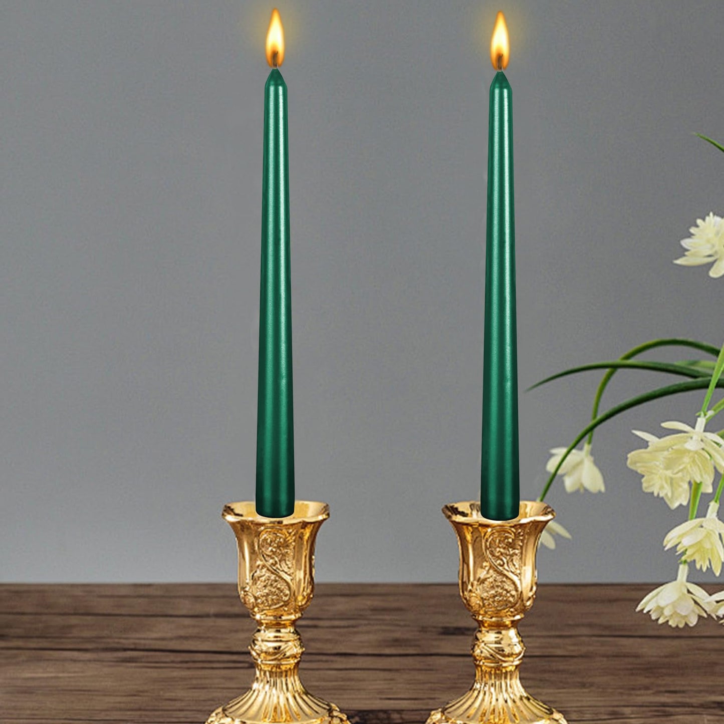 10 Inch Tall Spiral Taper Candles, 8 hrs, Tasteless and Smokeless, Long Candlesticks for Home Dinner, Party, Wedding, Halloween, Christmas (4, Green, 25cm)