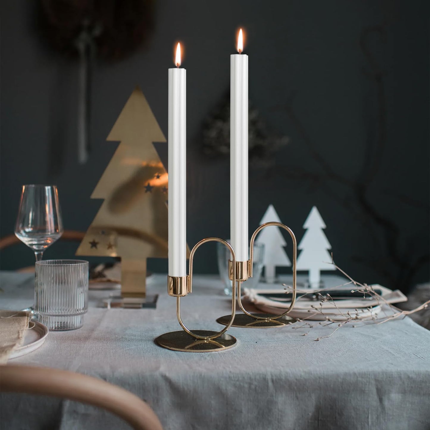 Dripless Taper Candles Unscented White Long Taper Candles Smokeless 10 Inch Roman Column Design Dinner Candlesticks for Home Decoration Holiday Gifts(2Pcs)
