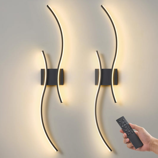 GLOTHOR Battery Operated Wall Sconces Set of 2, Dimmable Modern LED Rechargeable Wall Light with Remote Control, Wall Decor for Living Room, Hallway, Quick Install, No Electrician Required