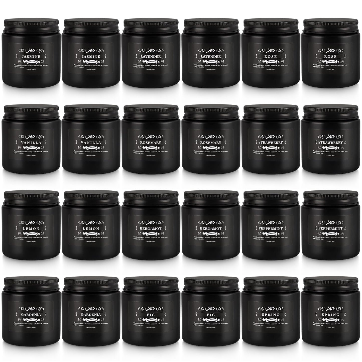 24PCs Black Scented Candles - Men Candle Gift Set, Soy Wax Candle for Parties, Yoga,and Home Decor, Indoor Outdoor 3.05Oz