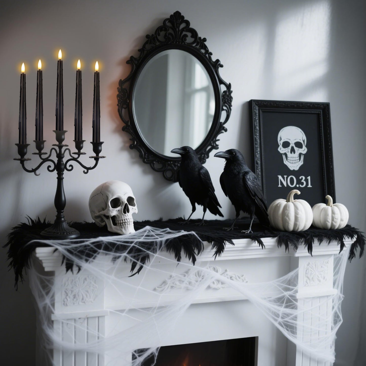 SHENSY 3 Pack Halloween Black Flameless Taper Candles –Drip Real Wax Battery Operated LED Candlesticks with 3D Flickering Flame, Remote & Timer – Haunted Decor for Spooky Tables & Windows