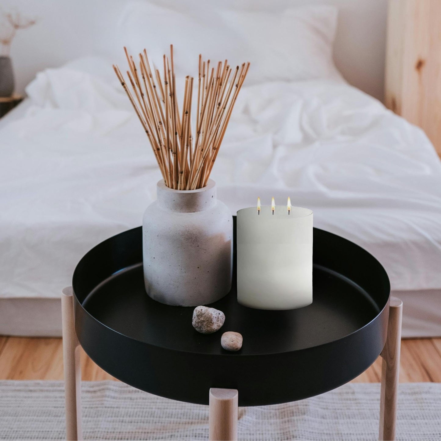 3x3 Scented Pillar Candle – White Tea & Ginger Root, Fresh Clean Fragrance with Warm Spice Notes, Clean Burn Decorative Pillar Candle for Home Décor & Gifting