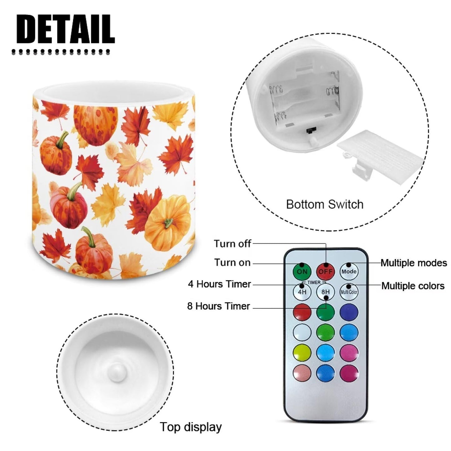 Cozeyat Fall Leaf LED Candles Set of 4 Battery Powered Flameless with Remote Timer Dancing Flame Waterproof for Home Garden Table Decor