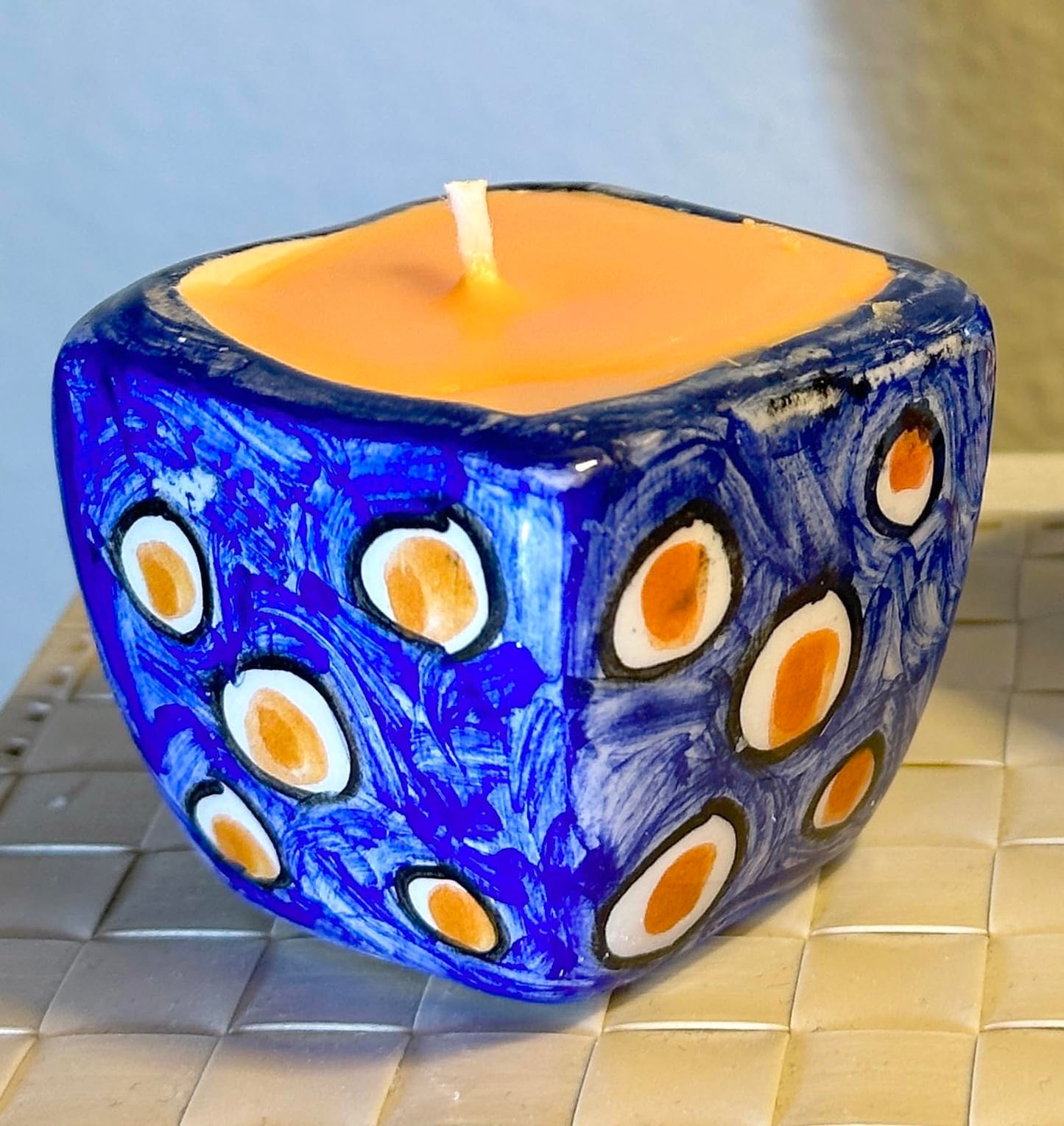 Painted Ceramic Candles - Turquoise Ceramic Jar Candles, Handmade Home Scented Candles, Classical Candle Gifts for Everybody. (turquoise1)