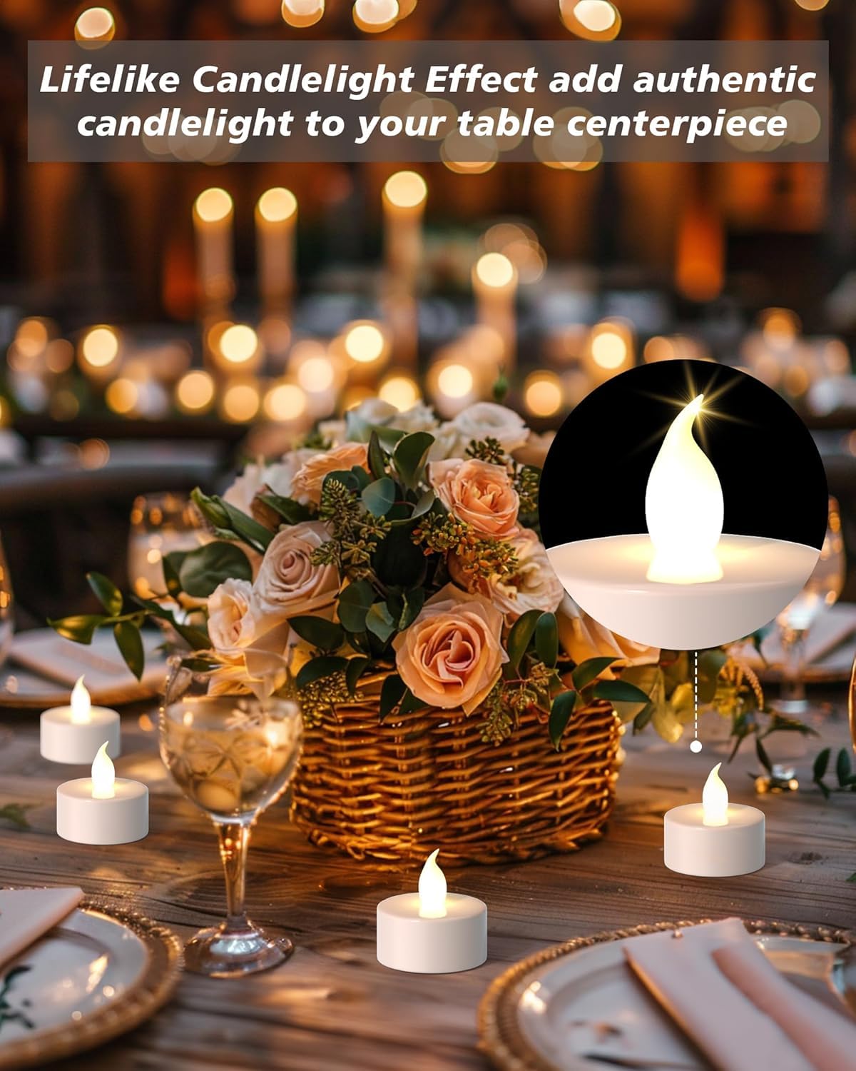 PUNPUBA LED Tea Lights Candles- 100Pack Flameless Candles Realistic and Bright Flickering Long Lasting 200Hours for Holiday Celebration,Party, Home Decoration WarmWhite,Battery Operated