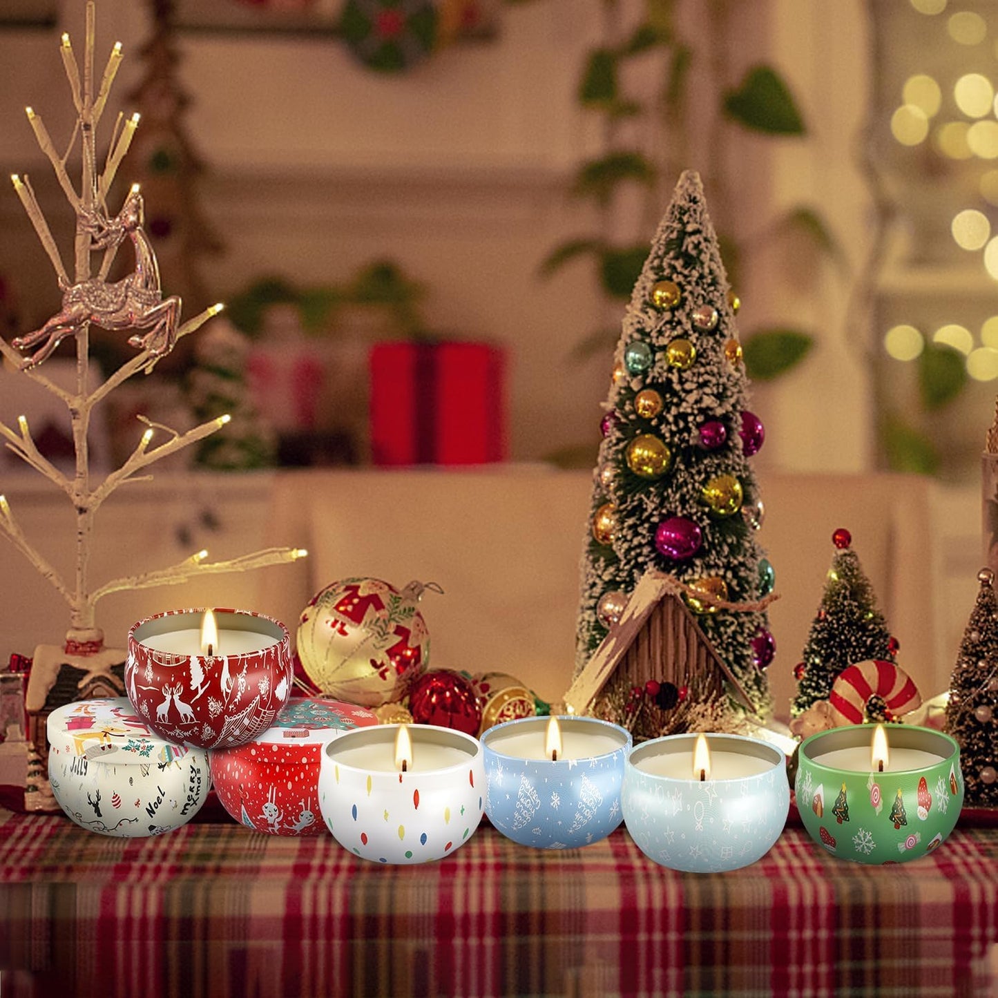 WPONSZU 24 Pack Christmas Scented Candles Gift Set for Woman, Jar Candle, 2.5 oz Soy Wax Tin Candle-Ideal Gift for Travel Home Décor