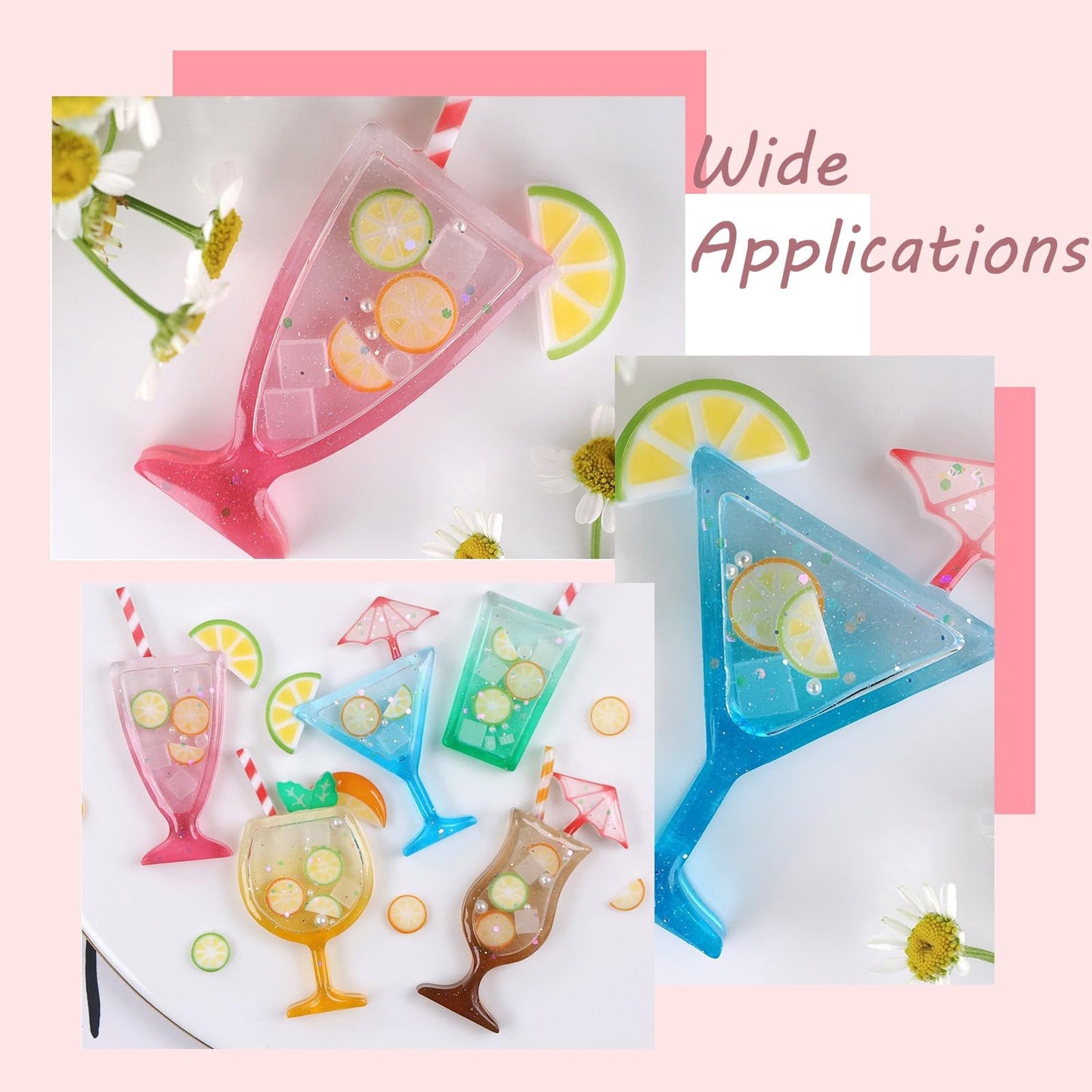 Gythara Summer Drink Theme Silicone Molds Beach Cocktail Fruit Ice Molds for DIY Party Ice Epoxy Resin Plaster Casting Soap Craft Making Decor