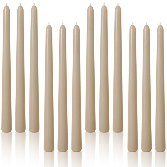 Viyffo Taper Candles, 10 Inch, 12 Pack, Solid color – Unscented, Dripless & Smokeless Design, Up to 8 Hour Burn – Long Tall Taper Candlesticks for Wedding, Dinner & Home Decor