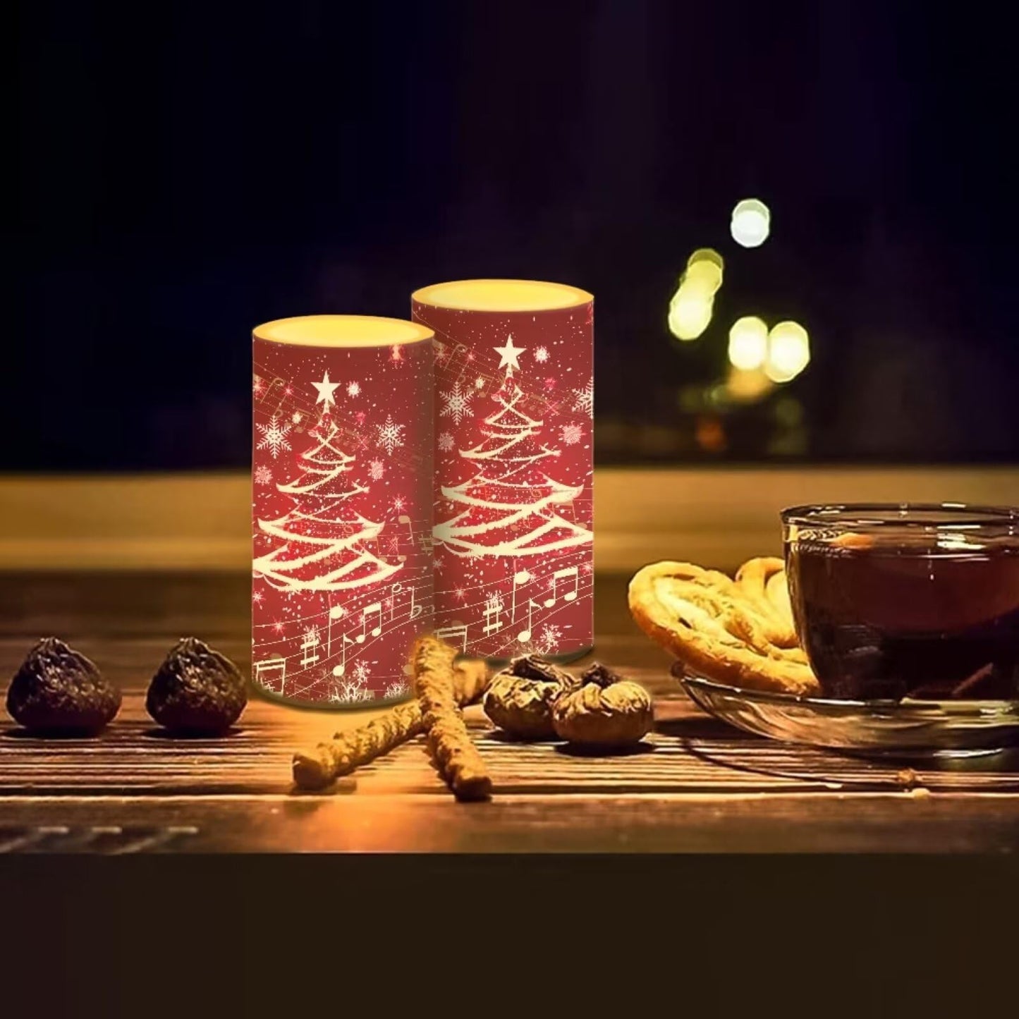 Luarisgur Red Flameless Candles with Remote Christmas Tree LED Table Candles Battery Operated with 4/8 Hour Timer for Indoor Christmas Decorations Xmas Holiday Home Flameless Flickering Candles