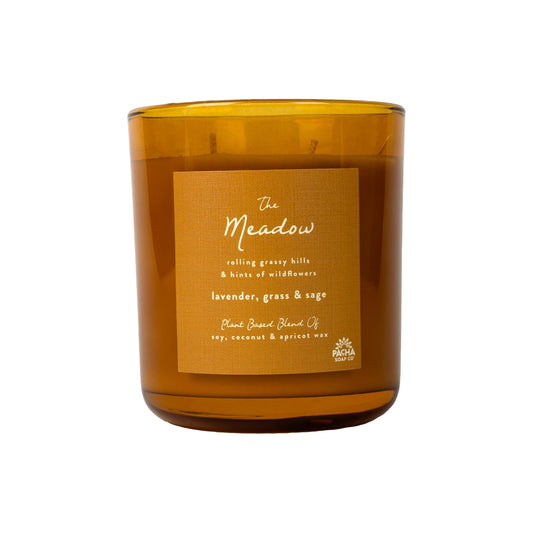 PACHA SOAP Co. Origins & Elements Candle Collection, The Meadow, 12 oz - Scents of Lavender, Grass, and Sage - Clean Burning, Soy, Coconut & Apricot Wax, Lead-Free Wick, Cruelty-Free, Recyclable