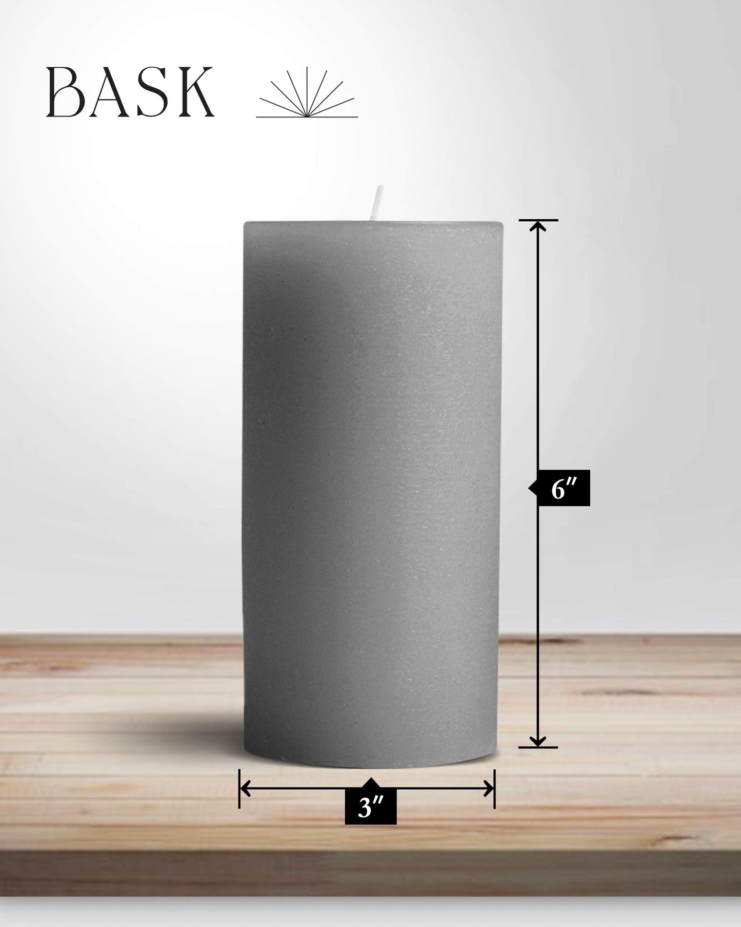 Mottled Pillar Candles by Bask - Set of 6-3" x 6" Dripless Unscented Candles in Grey for Home Decor, Relaxation & All Occasions