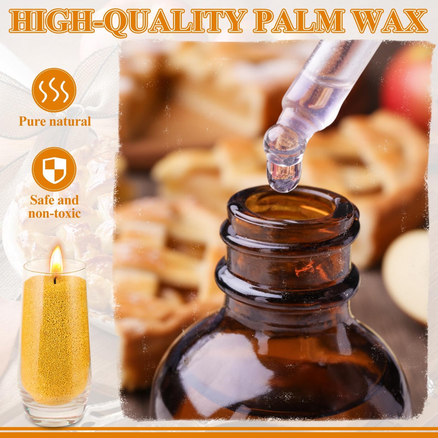 Conelist 2.2 lb Apple Pie Scented Pearled Candle Sand Wax Set Customized Powder Making Candles Refill Kit Palm Wax All Natural Non Toxic with 20 Wicks for Christmas Gifts DIY(Caramel Color)
