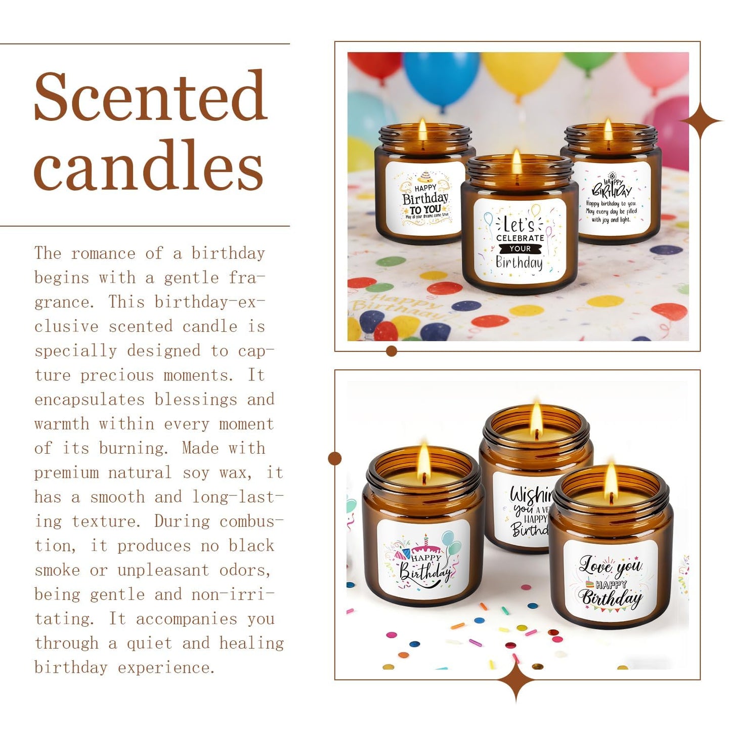 12-Pack Birthday Scented Candles, 3.05 oz Each, Natural Soy Wax, Long-Lasting Romantic Fragrance, Funny Happy Birthday Gift Set, Unique Gifts for Women Men, Gift-Ready