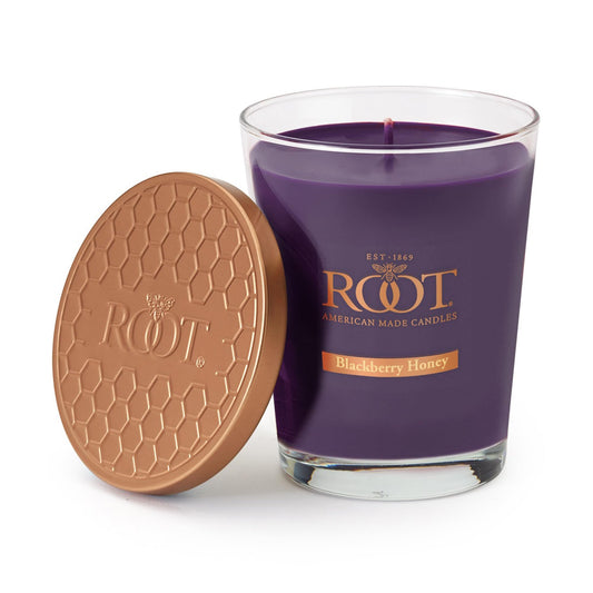 Root Candles Scented Candles Honeycomb Beeswax Blend Premium Handcrafted Candle, Large Veriglass, BlackBerry Honey