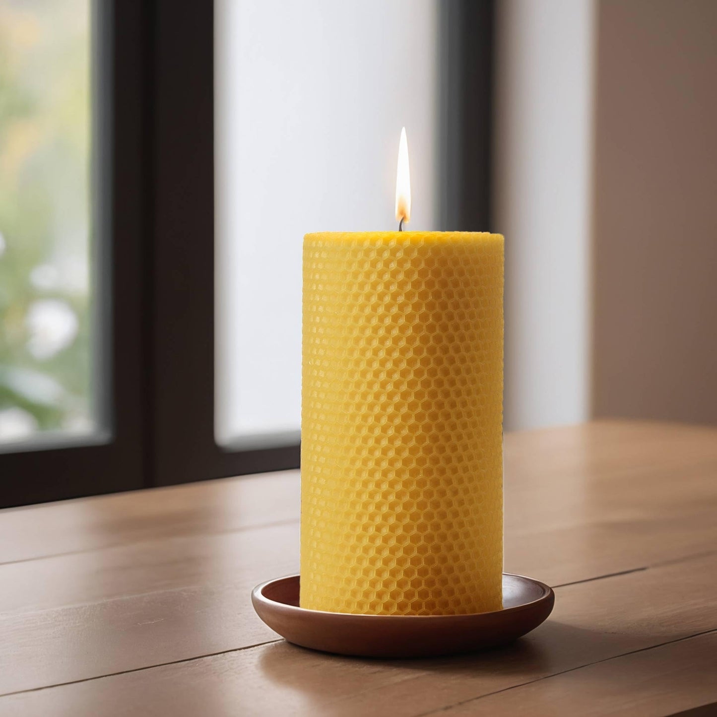 Pure 3x6 Inch Natural Bees Candles Hand Rolled Candle 2 Pack,Honeycomb Candles Pillar Candle 30 Hours Long Burning,Dripless and Smokeless for Home Decor Party Dinner Gifts
