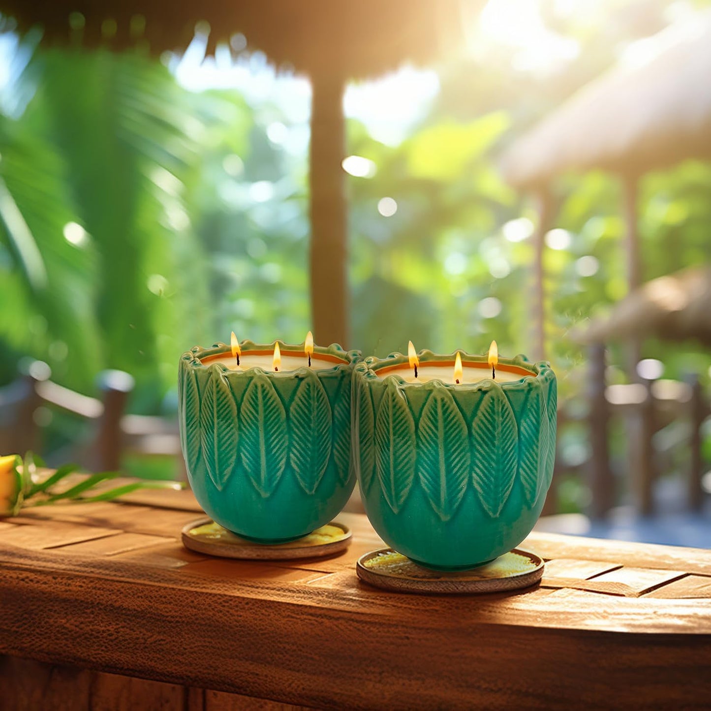 Exquisite 3-Wick Scented Candles, 20oz Natural Soy Wax in Ceramic Jar - Creamy Vanilla Aromatherapy & Citronella Outdoor Bug Repellent, 80H Long-Lasting Smokeless Candles for Home Decor Gift