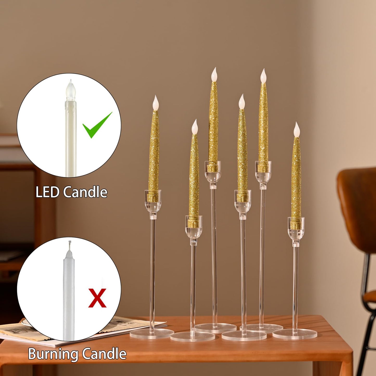 Vincidern 18pcs Acrylic Candle Holders Centerpieces for Table, Taper Candle Holder for Table Centerpieces, Wedding, Valentine, Dining Room Decorations, Clear Candlestick Holder Set