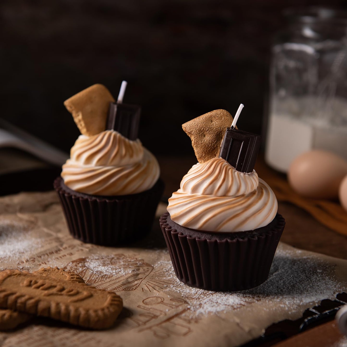 Realistic Dessert Roasted Marshmallow Cupcake Scented Vegetable Wax Candle