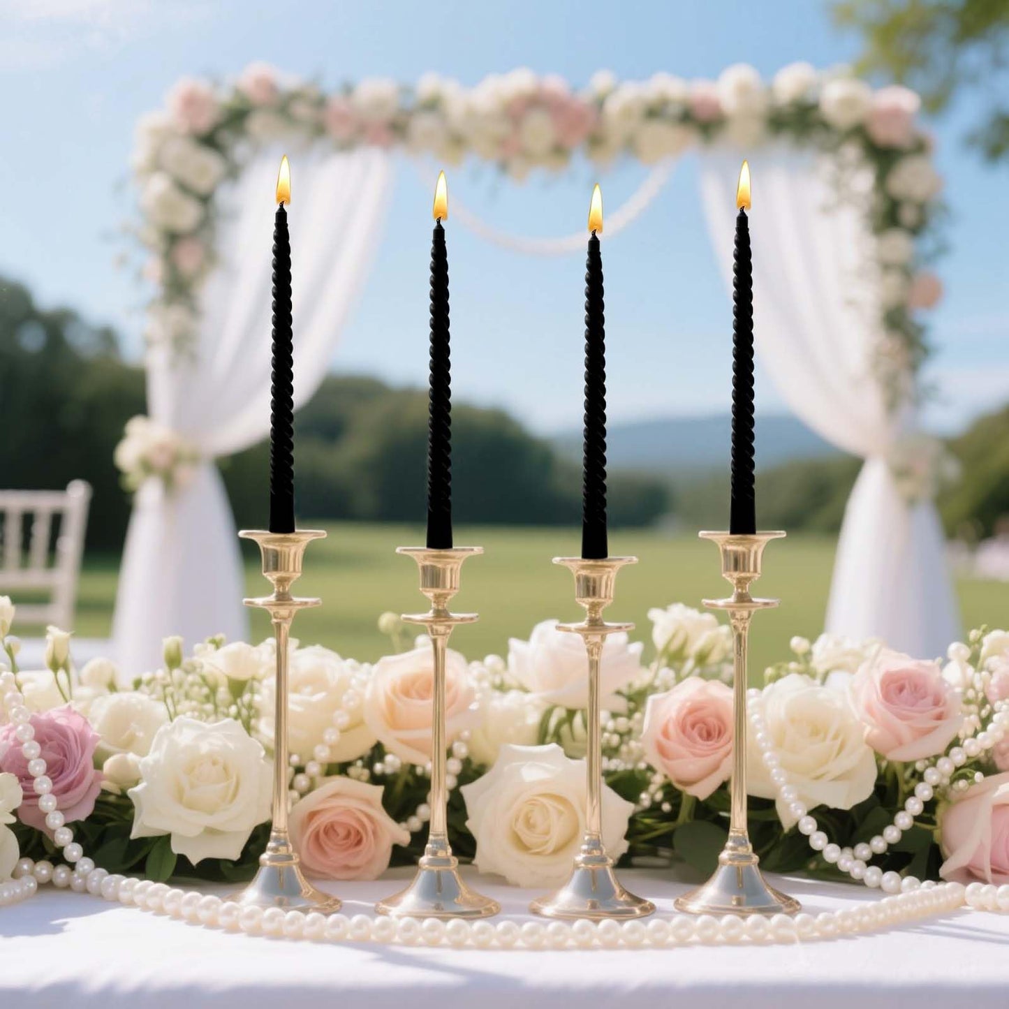 10 inch Black Spiral Taper Candles Set of 4 Pack Tapered Candle, Tall Candlesticks,for Dinner Party Wedding, Holiday Spring,Home Decor,Kitchen Decor (4, Black, 10inch)
