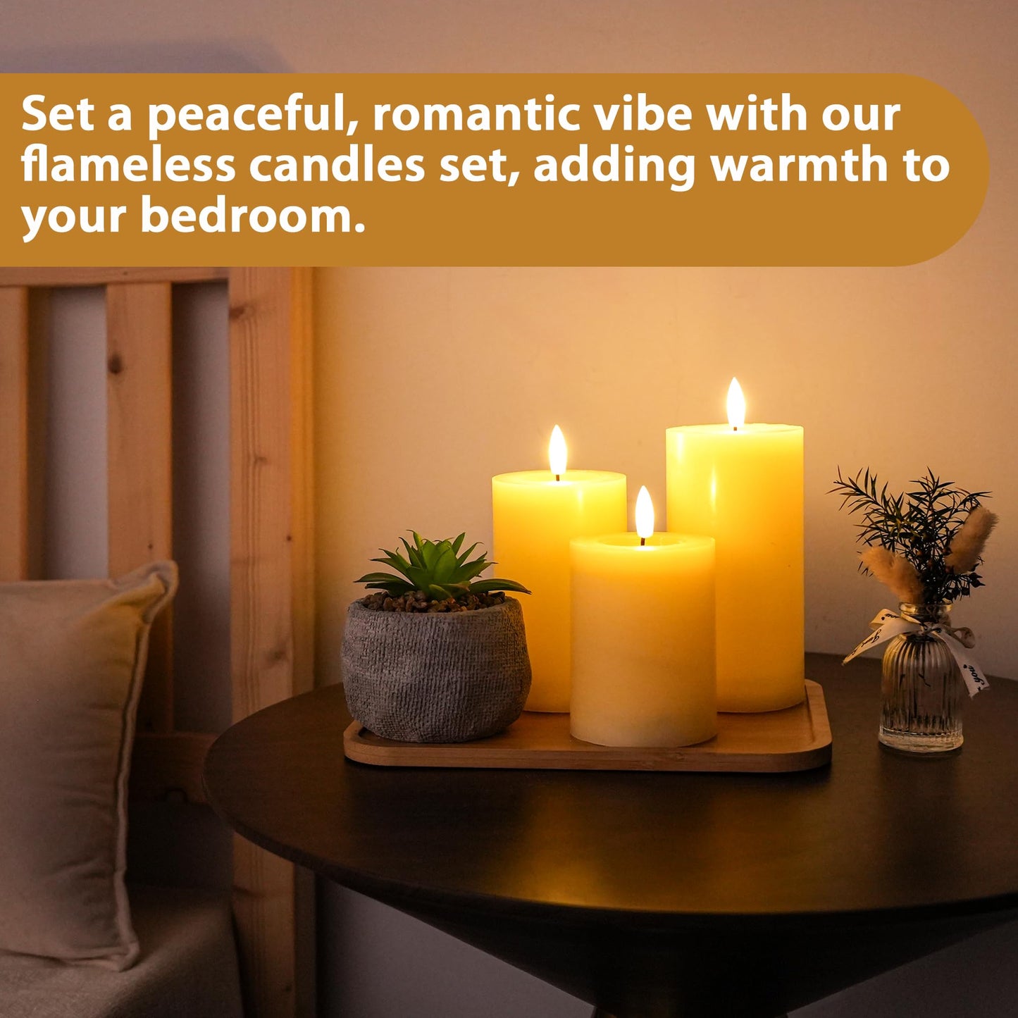 JHY DESIGN Flickering Flameless Candles Battery Operated with 10-Key Remote & 2/4/6/8-Hour Timer, Real Wax Pillar Grease Effect LED Candles Set for Chrismas/Home Decorations(Ivory)