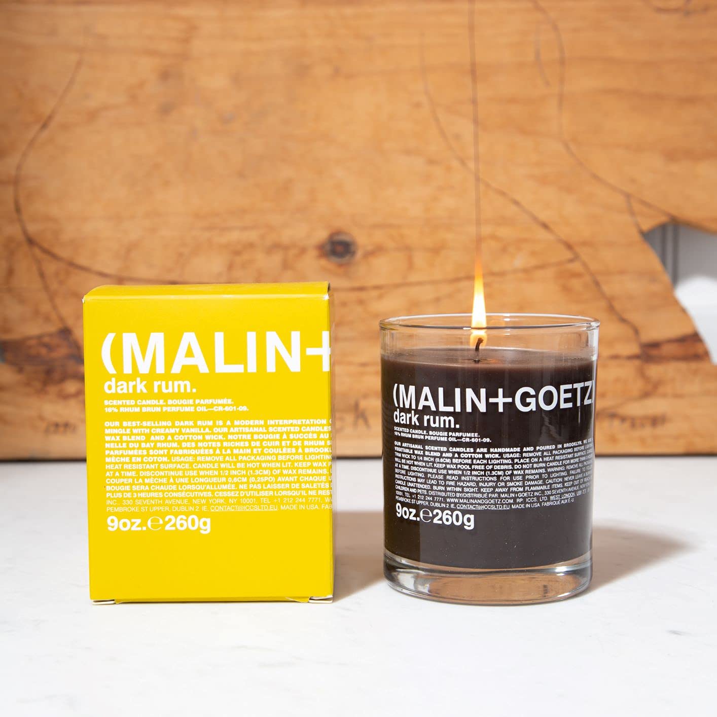 MALIN+GOETZ Dark Rum Candle – Home Grown Tomato Aroma Fragrance Scented Candle, Natural Wax Blend, Fresh & Verdant Scent, Vegan & Cruelty Free, Single Wick Candle, Lasts 60 Hours